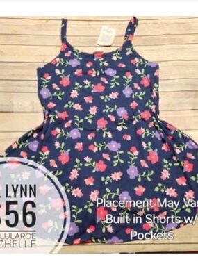 LuLaRoe Women’s DressW/ bike  Shorts attached, Navy with Pink & Purple Flowers
